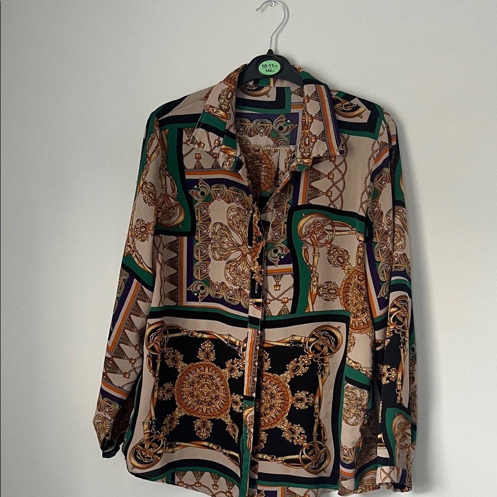 Vintage Patterned Button-Up Shirt